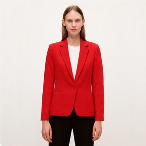 Zara Bold Red Tweed One-Button Tailored Blazer Size Large likely fits Medium
